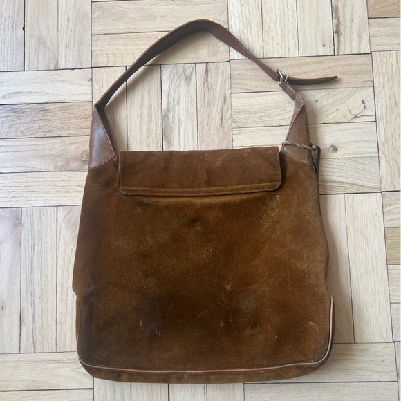 Vintage Balenciaga Brown Suede Shoulder Bag with Silver Accents - Picture 3 of 9